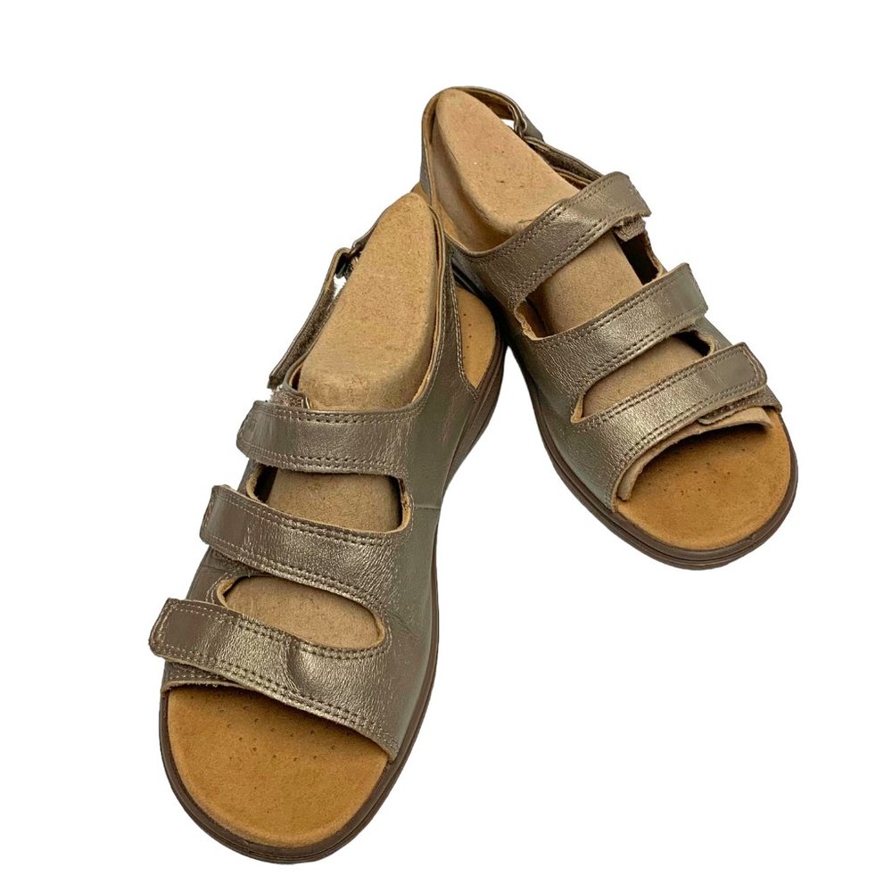 Hotter UK Sophia Pewter Leather Strappy Slingback Sandals Comfort